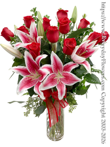 Dozen Roses & Lilies