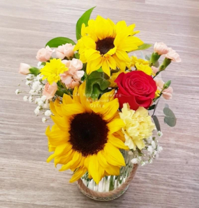 Mix Sunflowers In Vase