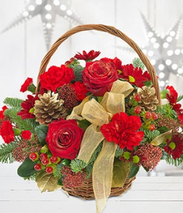 Basket Of Xmas Flowers