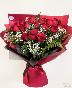 A Dozen Red Rose Bouquet