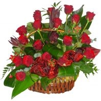 Basket With Red Roses