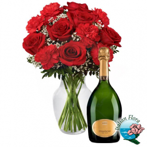 Red Bouquet And Champagne