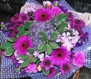 Hand Tied Bouquet In Purp