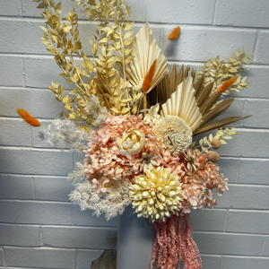 Dried Flower Arrangement In Ceramic Vase