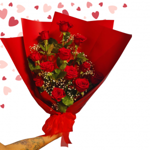 12 Roses Giftwrapped Into