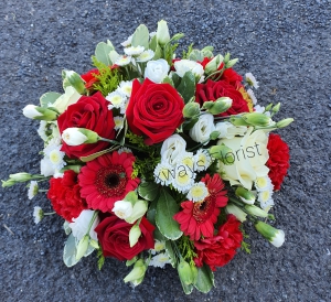 Red & White Funeral Posy