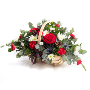  - This joyful basket of festive blooms and winter greenery is the perfect Christmas gift to brighten their day.
