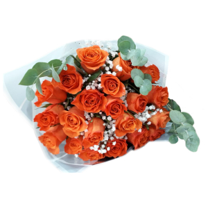  - Bouquet of orange roses with gyp and eucalyptus