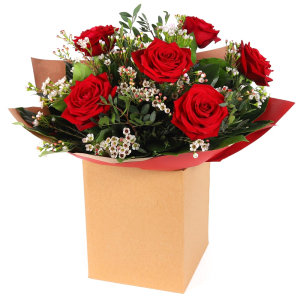  - Captivate their heart with six luxurious red roses, thoughtfully arranged and beautifully presented — a timeless romantic gesture.