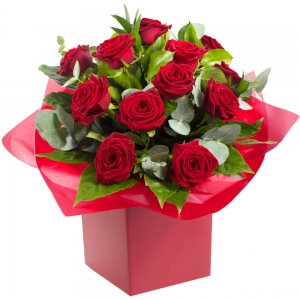  - 12 Luxury Red Roses and fabulous foliage Hand Tied are the perfect way to say I Love You.  